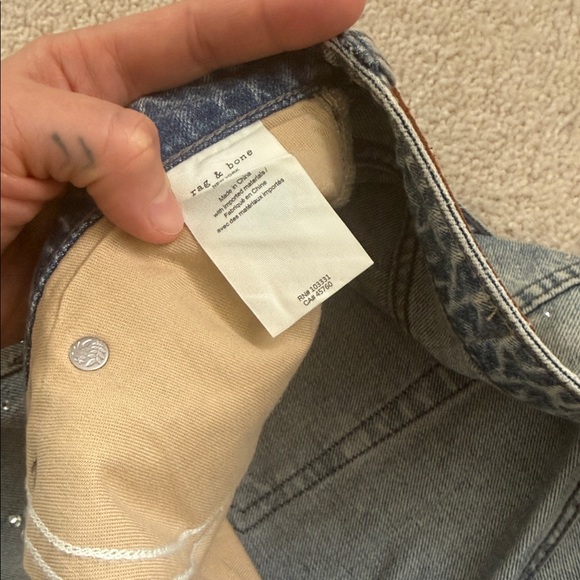 Rag & Bone Logan mid rise wide leg crystal embellished jeans - Picture 9 of 16